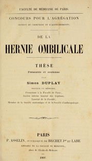 Cover of: De la hernie ombilicale