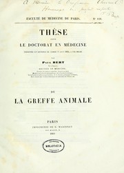 Cover of: De la greffe animale