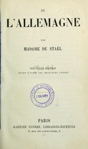 Cover of: De l'Allemagne by Madame de Staël