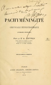 Cover of: De la pachyméningite cervicale hypertrophique (d'origine spontanée)