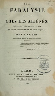 Cover of: De la paralysie considérée chez les aliénés