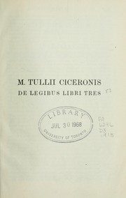 Cover of: De legibus, libri tres by Cicero