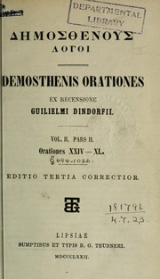 Cover of: Demosthenous logoi: Orationes.  Ex recensione Guilielmi Dindorfii