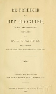 De Prediker en het Hooglied by B.F. Matthes
