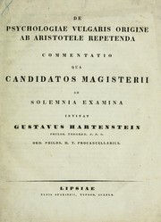 Cover of: De psychologiae vulgaris origine ab Aristotele repetenda