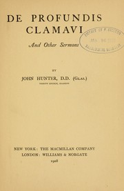 Cover of: De profundis clamavi by Hunter, John