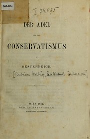 Cover of: Der adel und der conservatismus in Oesterreich by 