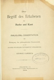 Cover of: Der Begriff des Erhabenen bei Burke und Kant by George Candrea