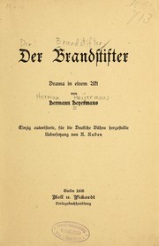 Cover of: Der Brandstifter: Drama in einem Akt