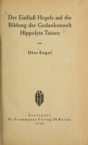 Cover of: Der Einfluss Hegels auf die Bildung der Gedankenwelt Hippolyte Taines