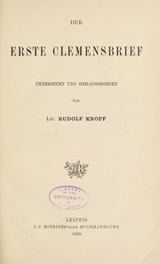 Cover of: Der erste Clemensbrief