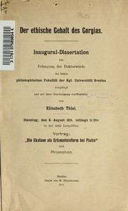 Cover of: Der ethische Gehalt des Gorgias by Elisabeth Thiel