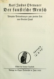 Cover of: Der faustische Mensch by Karl Justus Obenauer