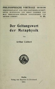 Cover of: Der Geltungswert der Metaphysik