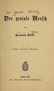 Cover of: Der genial Mensch by Hermann Türck