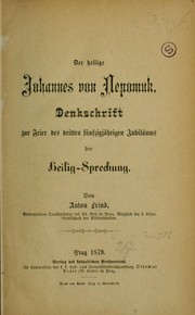 Cover of: Der heilige Johannes von Nepomuk by Anton Frind