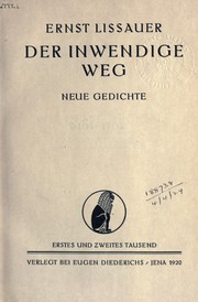 Cover of: Der inwendige Weg by Ernst Lissauer