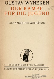Cover of: Der Kampf für die Jugend by Gustav Wyneken