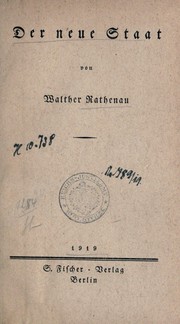 Cover of: Der neue Staat by Walther Rathenau