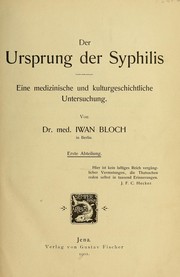 Cover of: Der Ursprung der Syphilis: Erste Abteilung by Iwan Bloch, Iwan Bloch