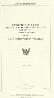 Cover of: Description of H.R. 2730 (Pension Access and Simplification Act of 1991)