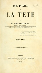 Cover of: Des plaies de la tête by Edouard Chassaignac