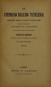 Cover of: De Stephano Baluzio Tutelensi