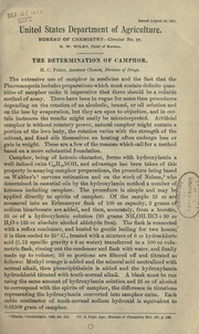 Cover of: The determination of camphor
