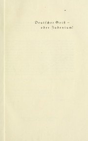Cover of: Deutscher Geist - oder Judentum!  Der Weg der Befreiung