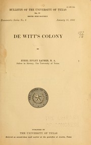 Cover of: ... De Witt's colony