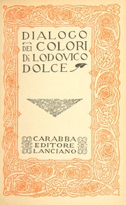 Cover of: Dialogo dei colori by Lodovico Dolce