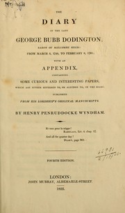 Cover of: Diary, from March 8, 1749, to February 6, 1761 by Dodington, George Bubb Baron of Melcombe Regis