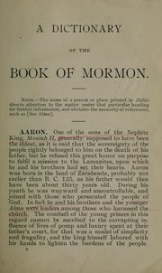 Cover of: A dictionary of the Book of Mormon by Reynolds, George