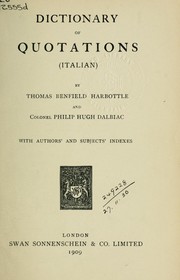 Cover of: Dictionary of quotations (Italian): with authors' and subjects' indexes