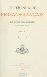 Cover of: Dictionnaire persan-français by Desmaisons, Jean Jacques Pierre baron