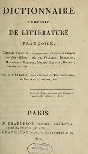 Cover of: Dictionnaire portatif de littérature françoise --