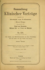 Cover of: Die Brüche der Mittelfussknochen in ihrer Bedeutung Für die Lehre von der statik des fusses