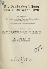 Cover of: Die Bundesverfassung vom 1. Oktober, 1920 by Hans Kelsen