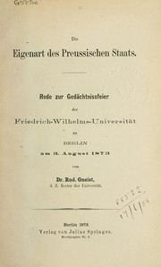 Cover of: Die Eigenart des preussischen Staats