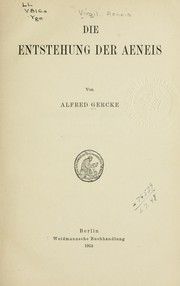 Cover of: Die Entstehung der Aeneis by Gercke, Alfred