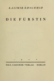 Cover of: Die Fürstin