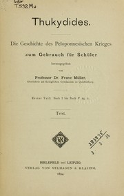 Cover of: Die Geschichte des Peloponnesischen Kriefes zum Gebrauch für Schüler by Thucydides