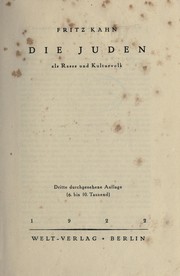 Die Juden als Rasse und Kulturvolk by Fritz Kahn