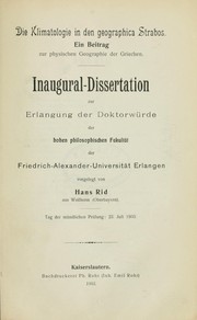 Cover of: Die Klimatologie in den Geographica Strabos: ein Beitrag zur physischen Geographie der Griechen