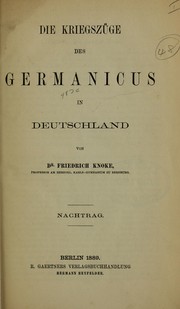 Cover of: Die Kriegszüge des Germanicus in Deutschland: Nachtrag