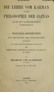 Cover of: Die Lehre vom Karman in der Philosophie der Jainas by Helmuth von Glasenapp