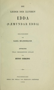 Cover of: Die Lieder der Älteren Edda (Saemundar Edda) hrsg. von Karl Hildebrand