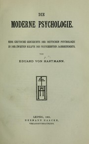 Cover of: Die moderne Psychologie by Eduard von Hartmann
