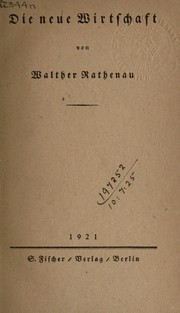 Cover of: Die neue Wirtschaft by Walther Rathenau