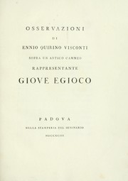 Cover of: Osservazioni di Ennio Quirino Visconti sopra un antico cammeo rappresentante Giove Egioco